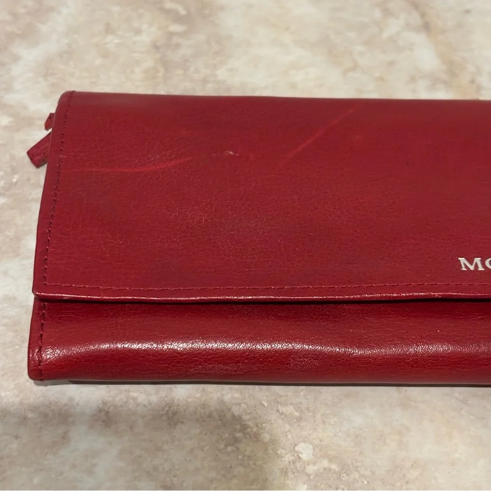 Red Envelope fold over snap travel jewelry wallet